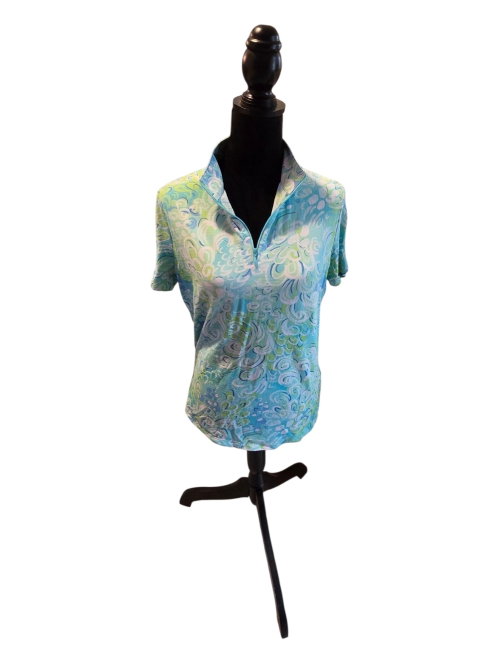 IBKUL Short Sleeved Golf Shirt Zip Top Size Large